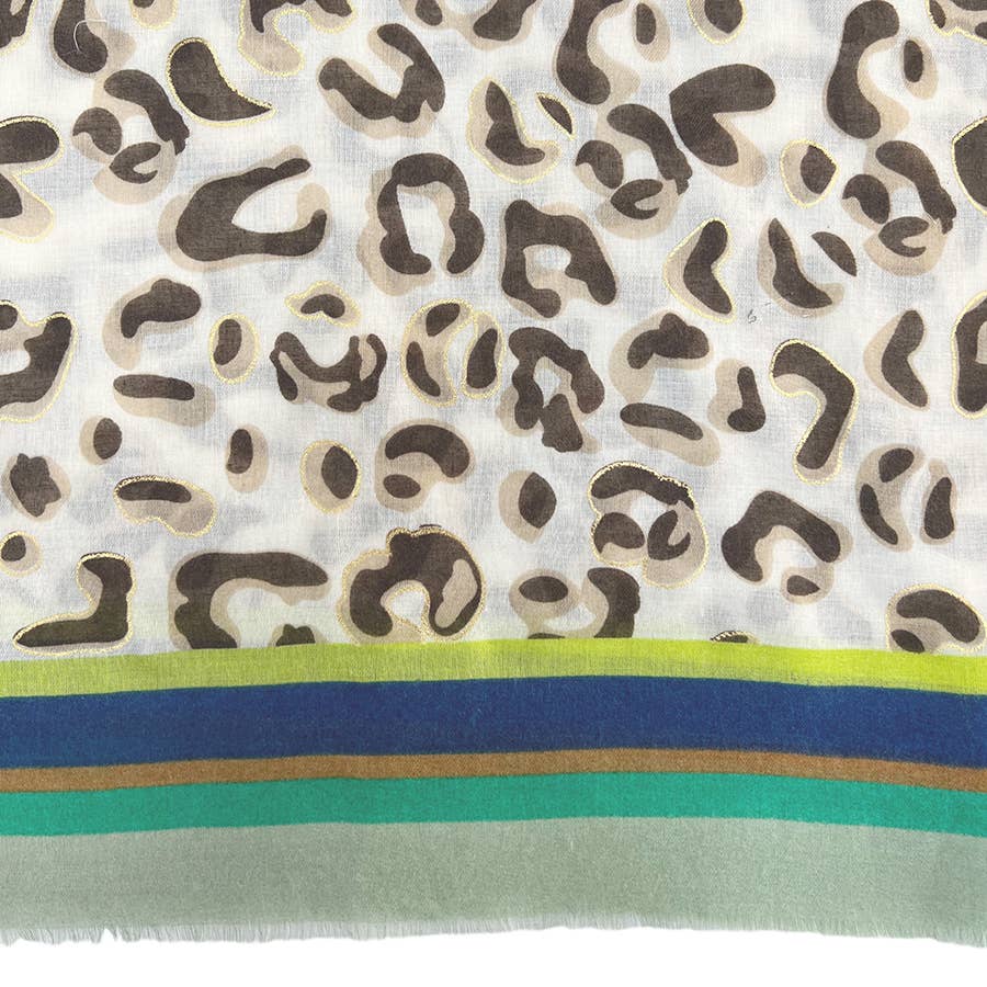 Leopard print with colourful border line: Blue