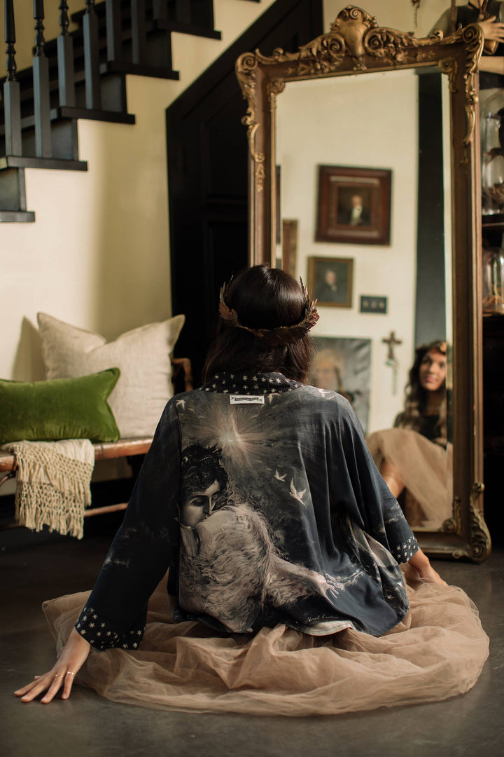 Love Conquers All Cropped Bamboo Kimono Cardigan