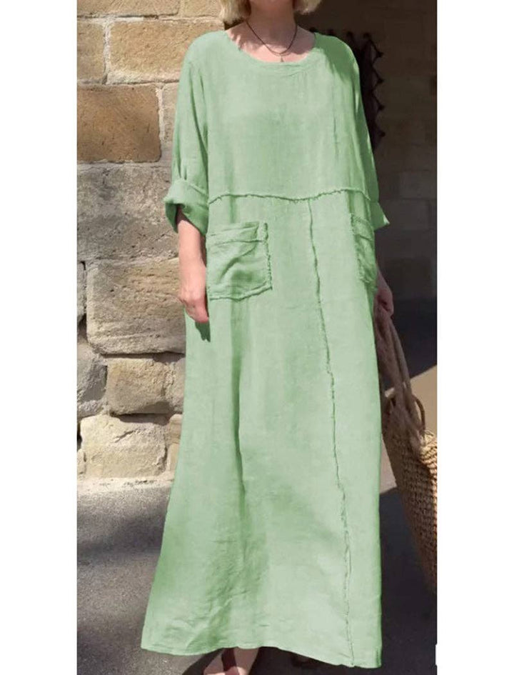 Pocket Maxi Dress: RED / M