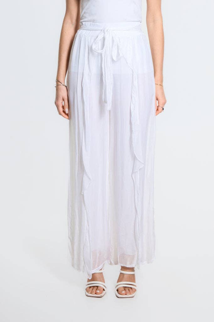 Wrap Front Silk Pant (PL214):Navy