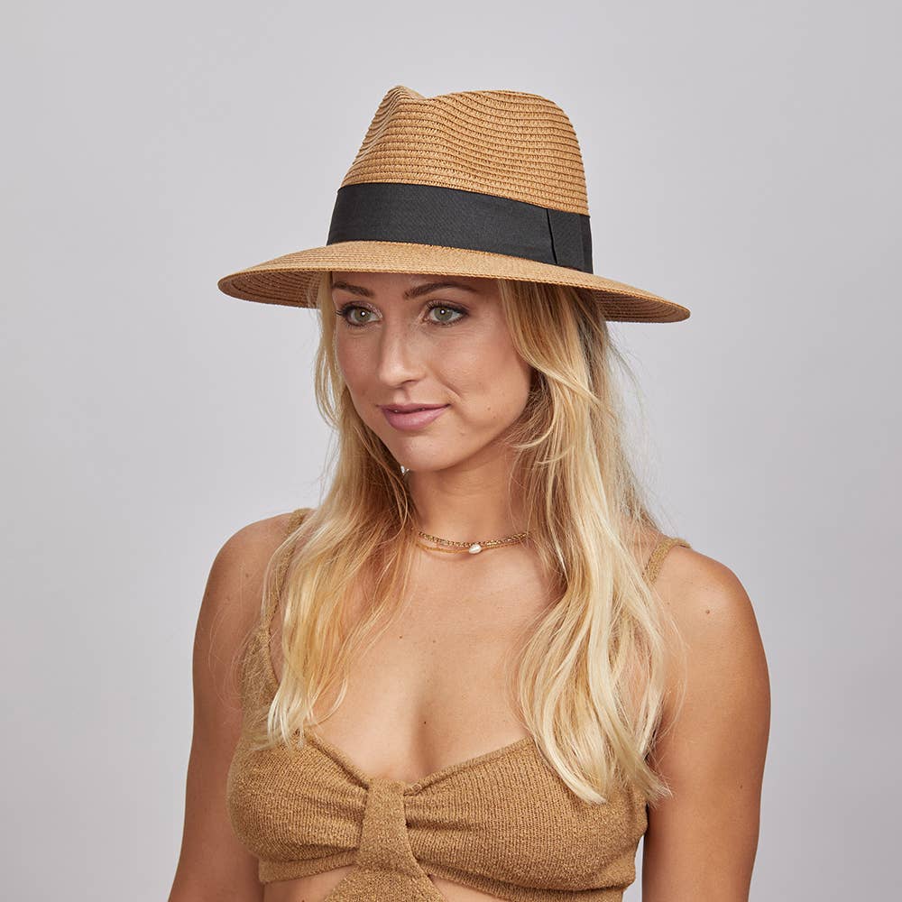 Safari Fedora Straw Hat: Beige