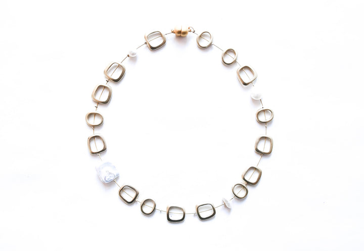 Gold Beaded Neck with Freshwater Pearls