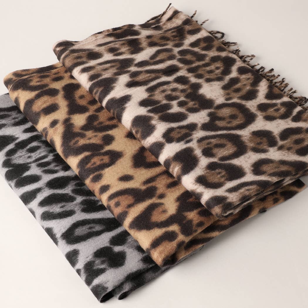 Leopard Animal Print Cashmere Feel Scarf