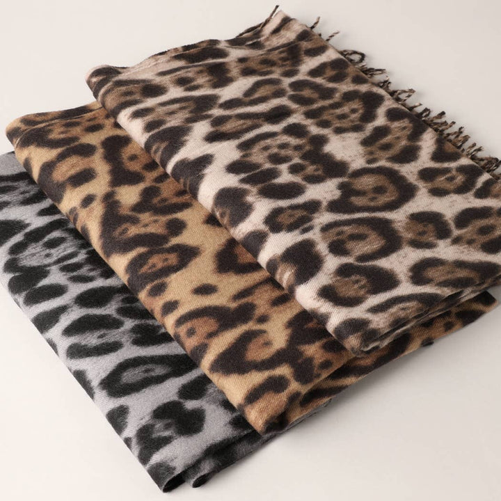 Leopard Animal Print Cashmere Feel Scarf