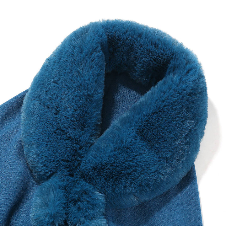 PEACH ACCESSORIES - PE371 Double layer faux fur trimmed capes: Raspberry