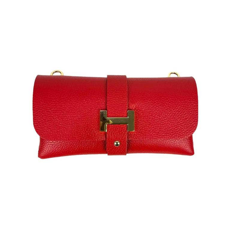 Leather Bag with Chain Handle:Black