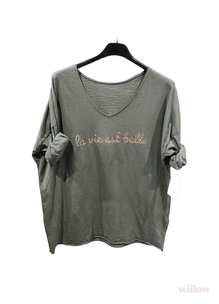 “Life is beautiful” cotton t-shirt: White