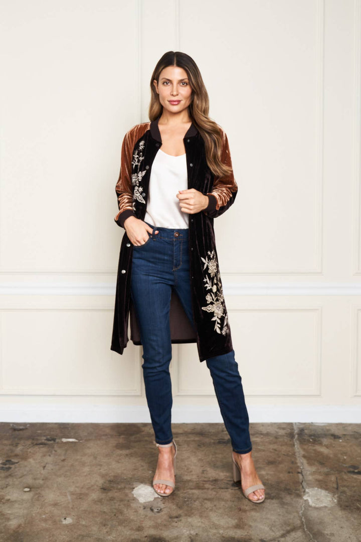 5677 Long Velvet Duster Coffee/ XL