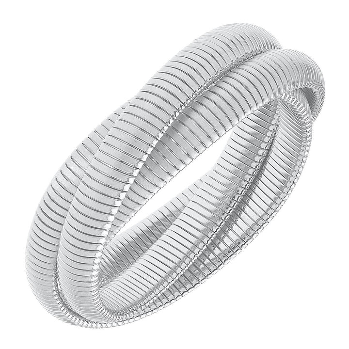 Florence Interlocking 3-Row Watchband Bangle: Satin Gold