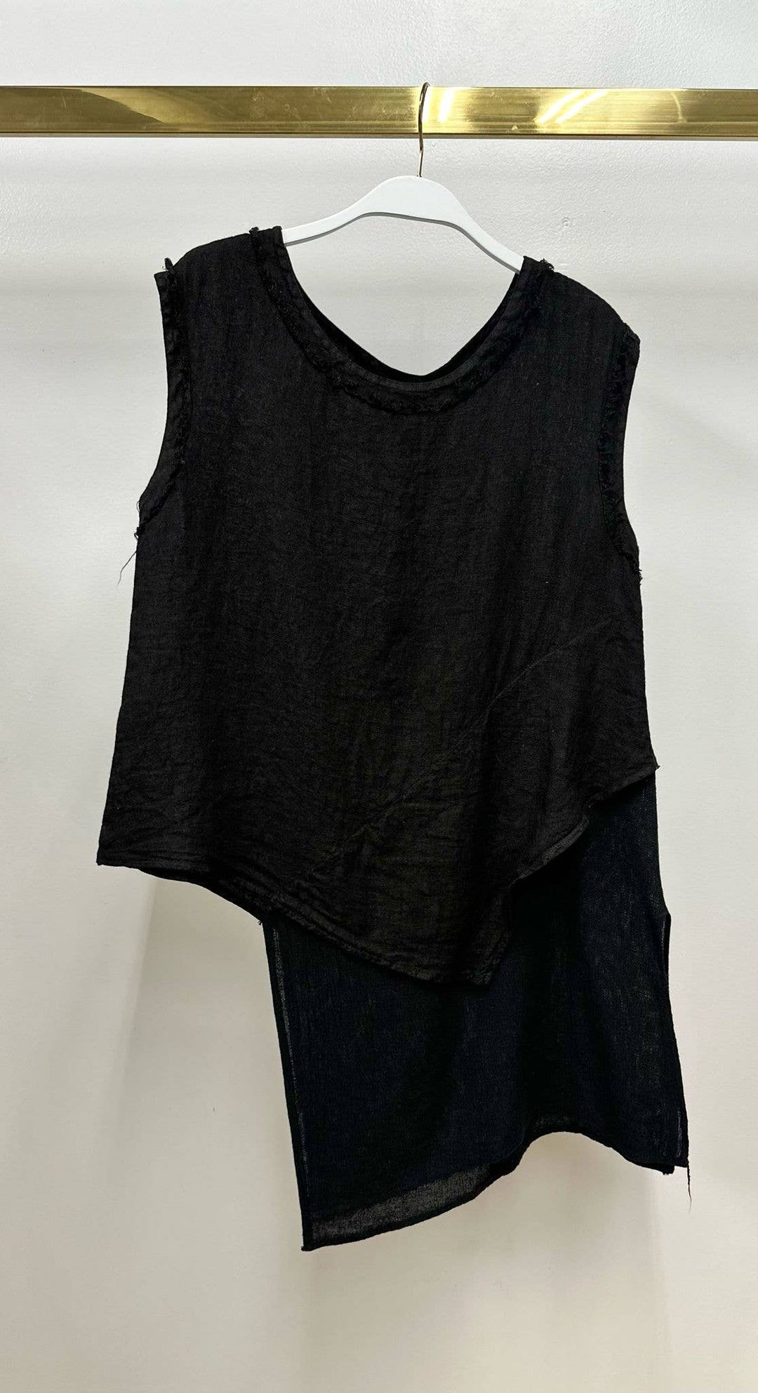 HI-LOW LINEN TOP Beige / S