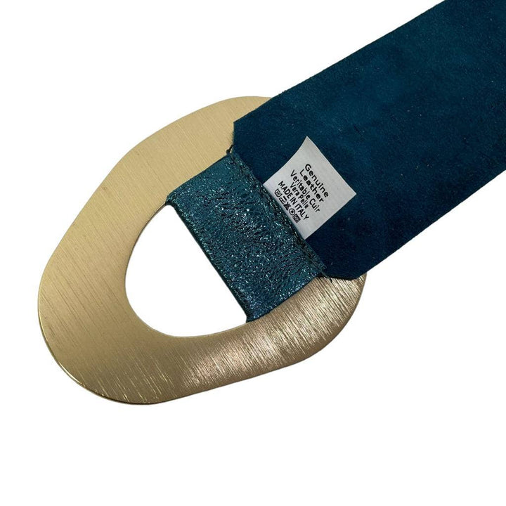 Metallic Leather Suede Belt buckle: Gold