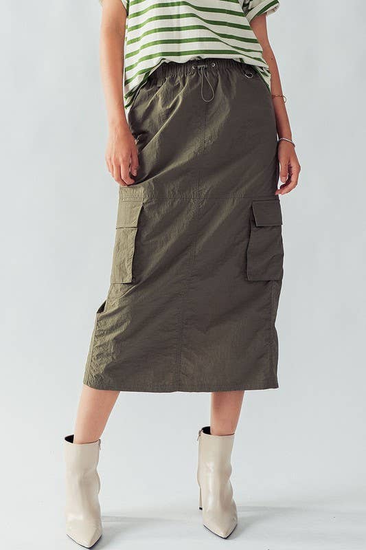 MIDI PARACHUTE SKIRT: SLATE