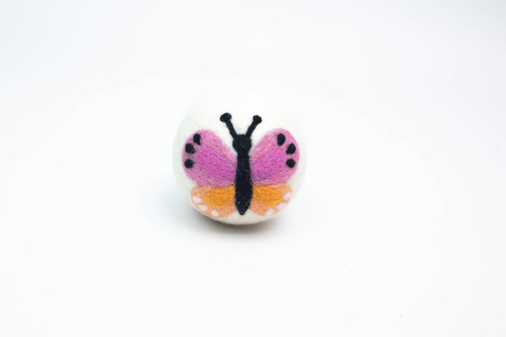 DRYER BALL: Yellow/Pink Butterfly