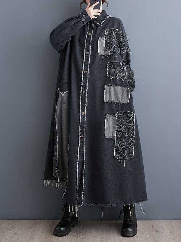 Asymmetric Button Duster: BLUE / O/S
