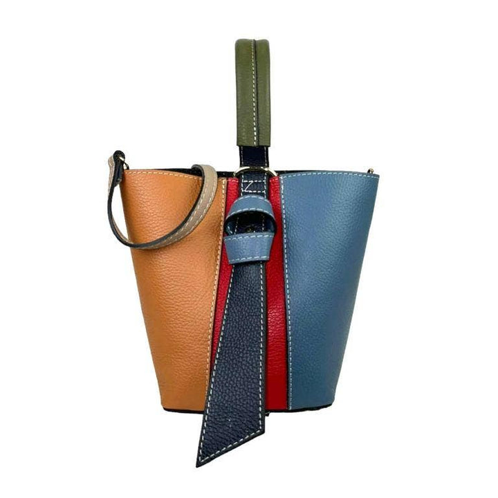 Multicolor Leather Bag:Black