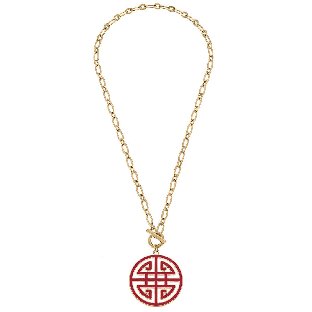 Tara Game Day Greek Keys Enamel Pendant Necklace: Yellow