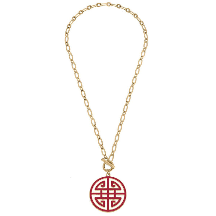 Tara Game Day Greek Keys Enamel Pendant Necklace: Yellow