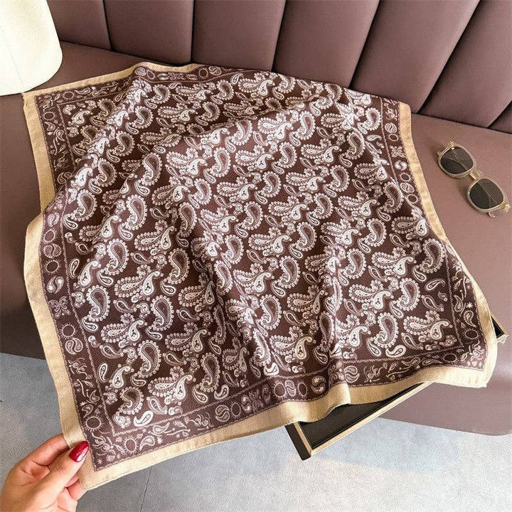 Sheer Trend - Fashion Print Square Scarf: Brown