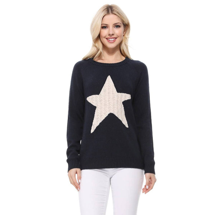 Star Sweater MK3506STAR: NAVY/OATMEAL / L