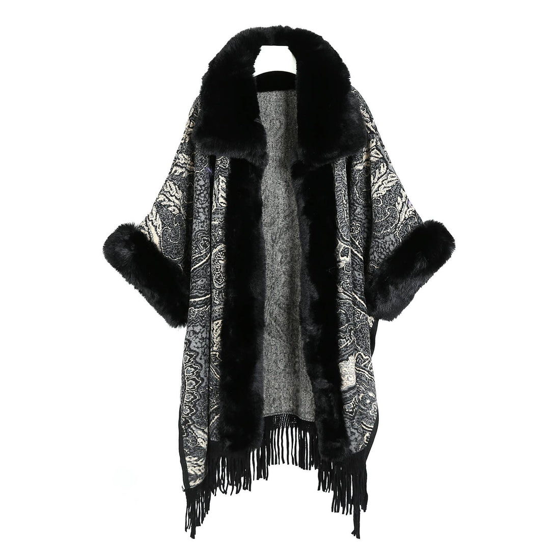 PE361 Paisley print cape: Navy