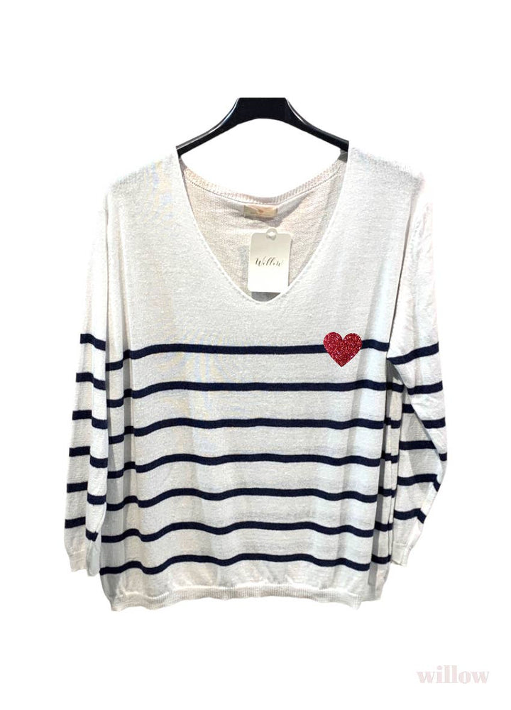 Sailor heart sweater: Red