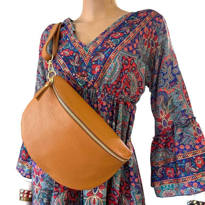 Large Italian Leather Waist Bag