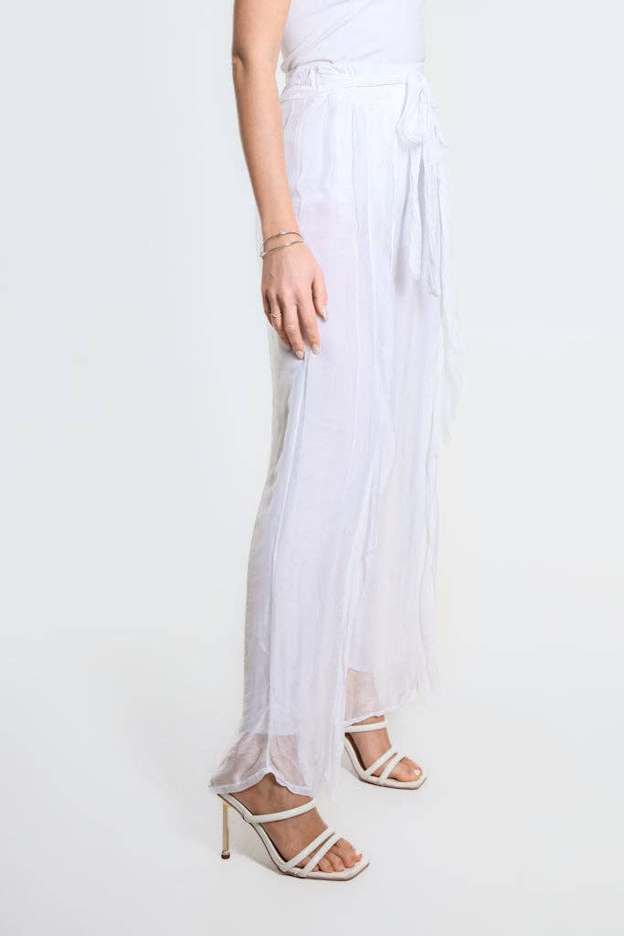 Wrap Front Silk Pant (PL214):Navy