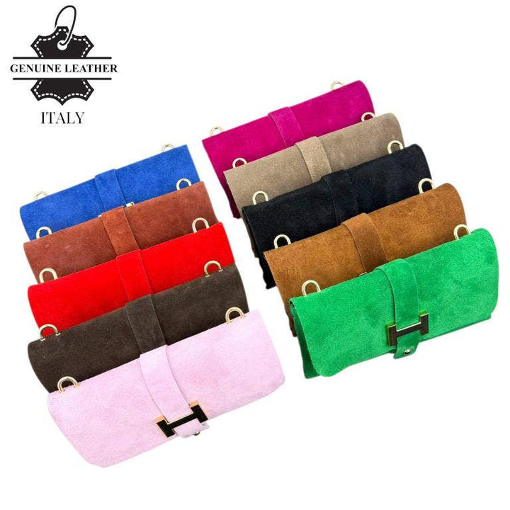 Italian Leather Bag: Suede Black