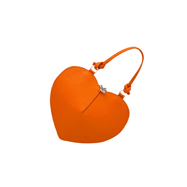 Heart Leather  bag, Made in Italy,112587: Blk