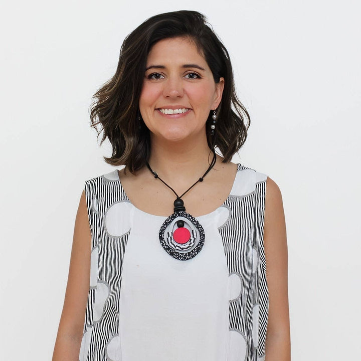 Black and Red Fabric Necklace