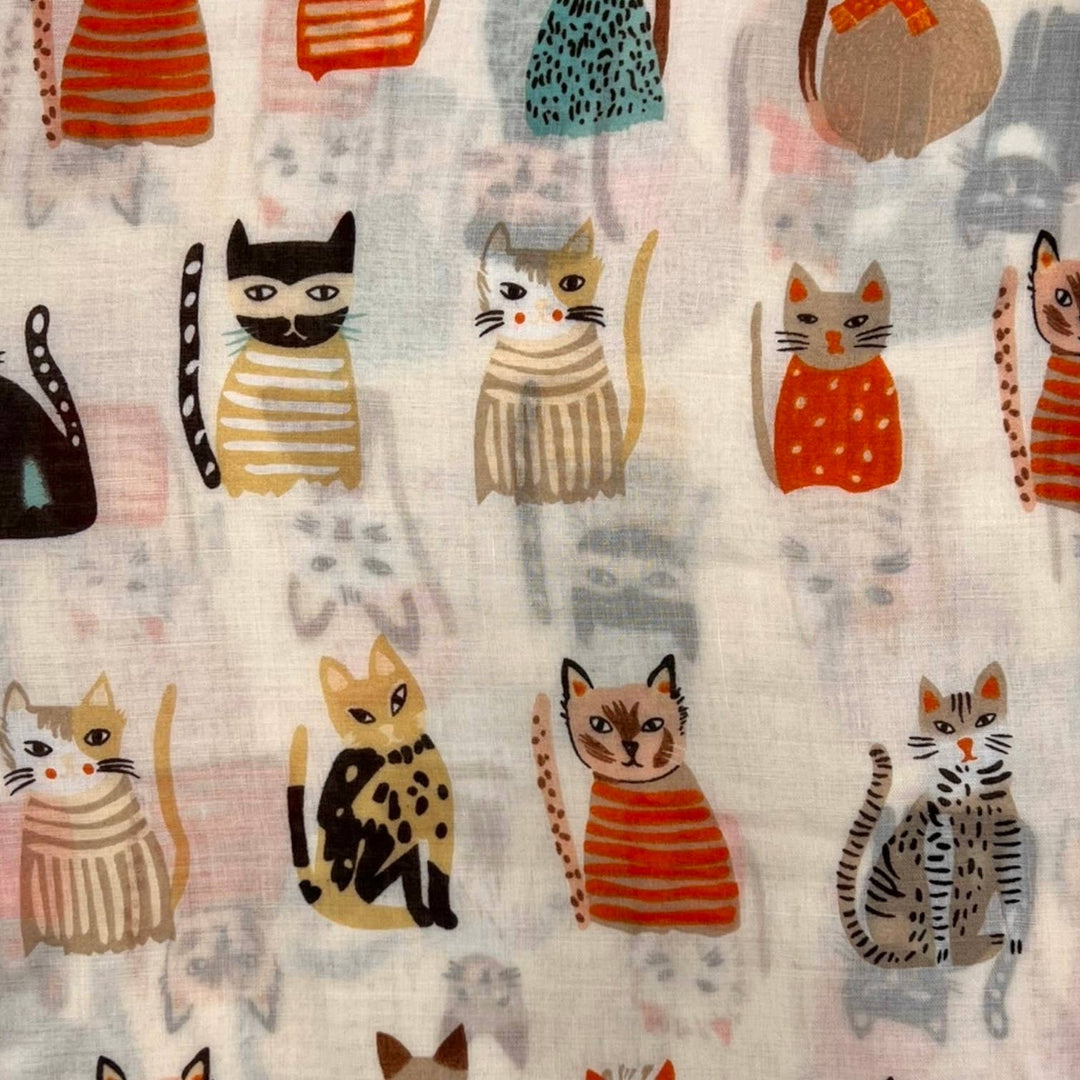 Cats wearing hats print scarf: Black