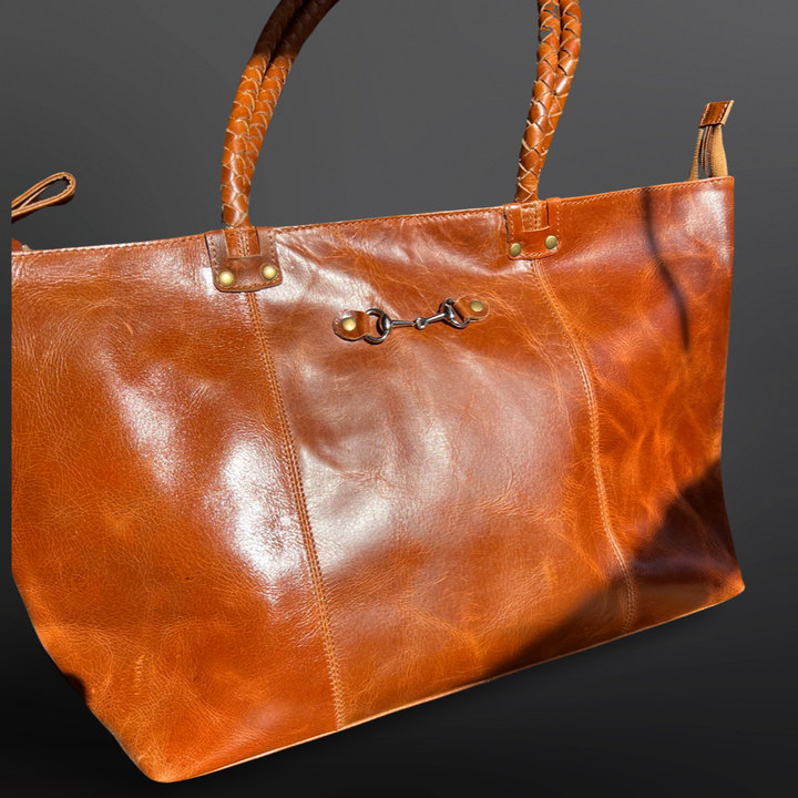 Equipage - Equestrian Snaffle Bit Newmarket Leather Tote Bag Purse