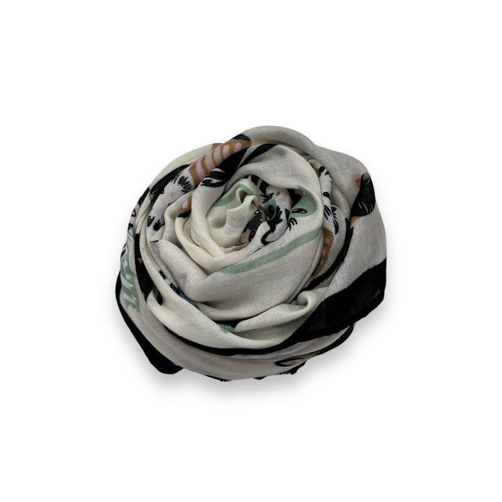 Cats wearing hats print scarf: Black