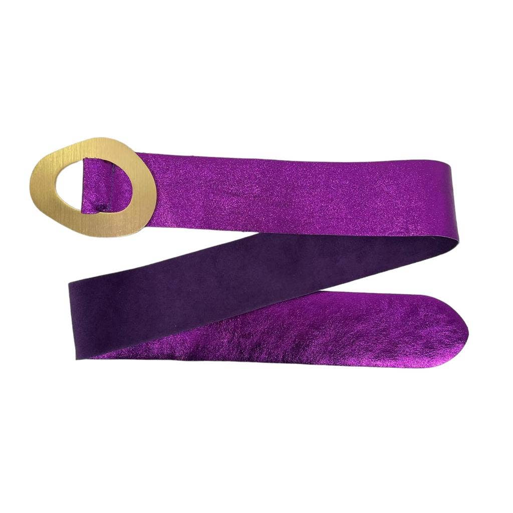 Metallic Leather Suede Belt buckle: Red