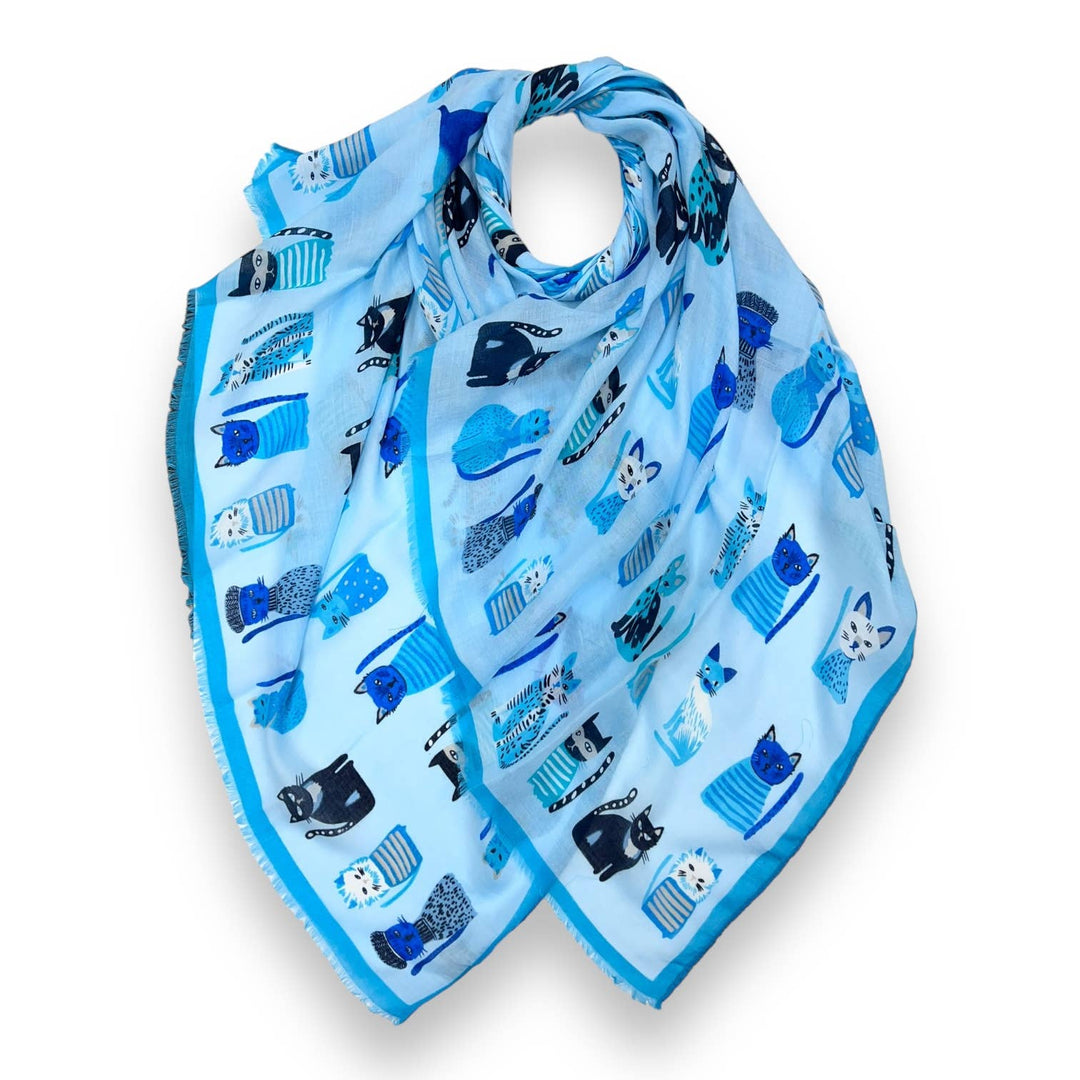 Cats wearing hats print scarf: Beige