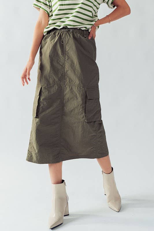 MIDI PARACHUTE SKIRT: SLATE