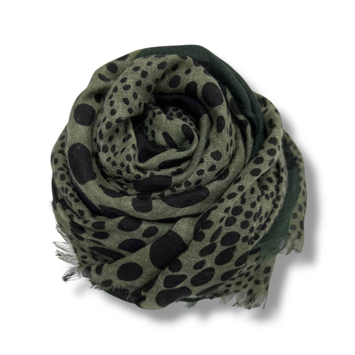 Leopard dots print scarf : Khaki