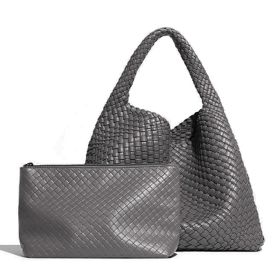 PEACH ACCESSORIES - B1683 Weave two in one handbags: Black