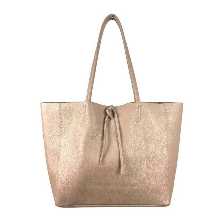 Leather Shopper: Taupe