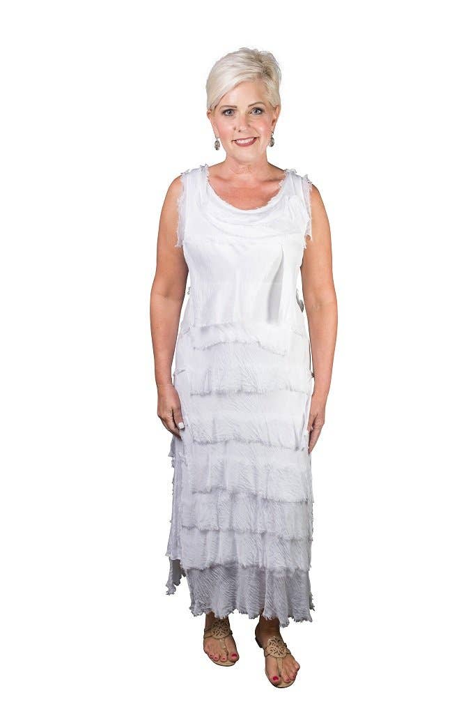 Aleena Silk Maxi Ruffle Dress (DT215):Orchid