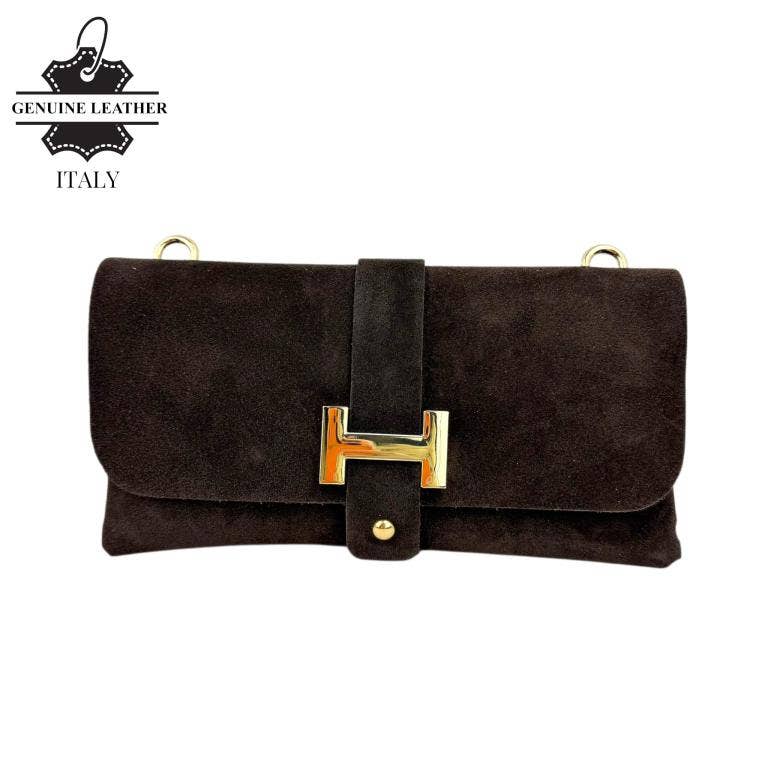 Italian Leather Bag: Suede Black
