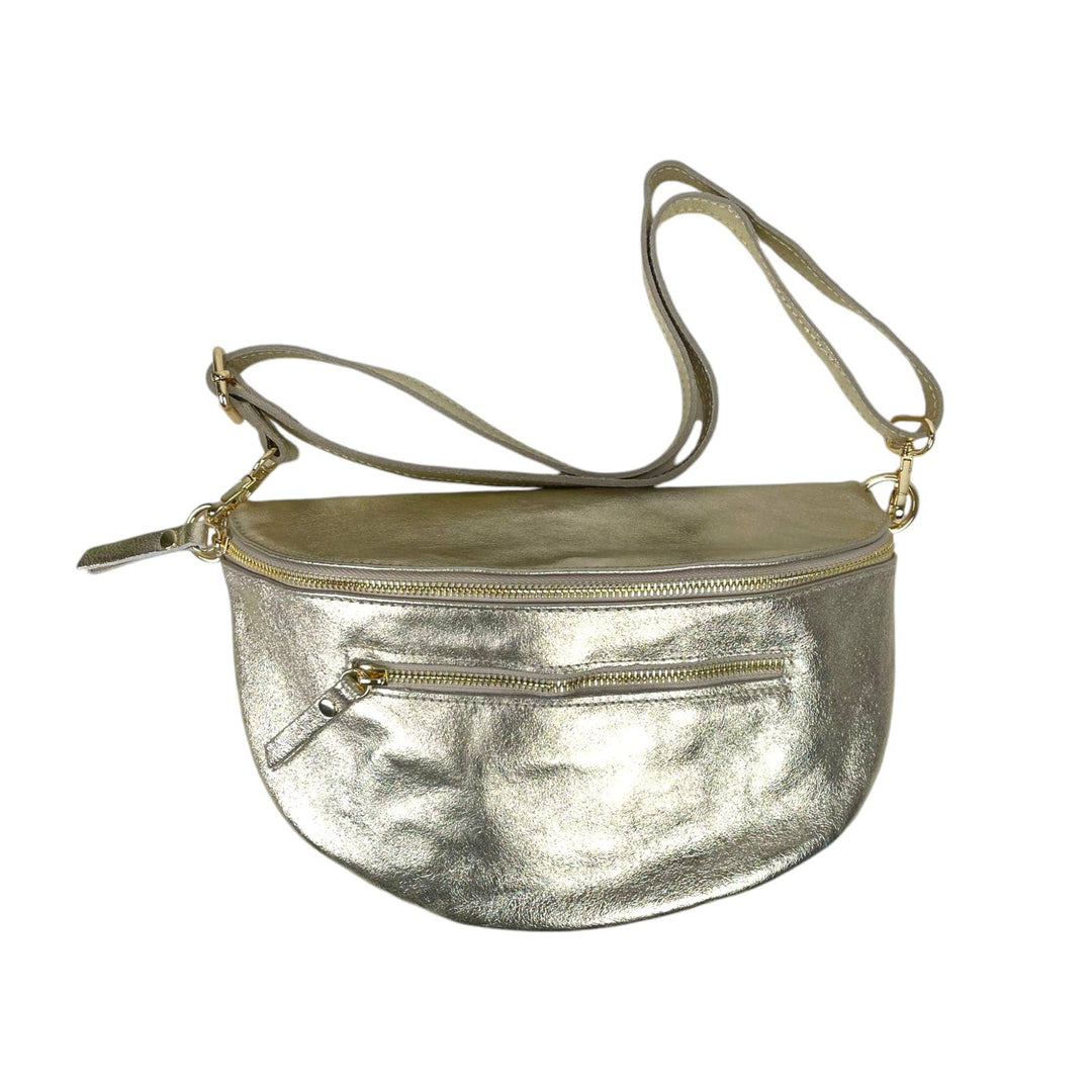 Italian Leather Waist Bag: Bronze