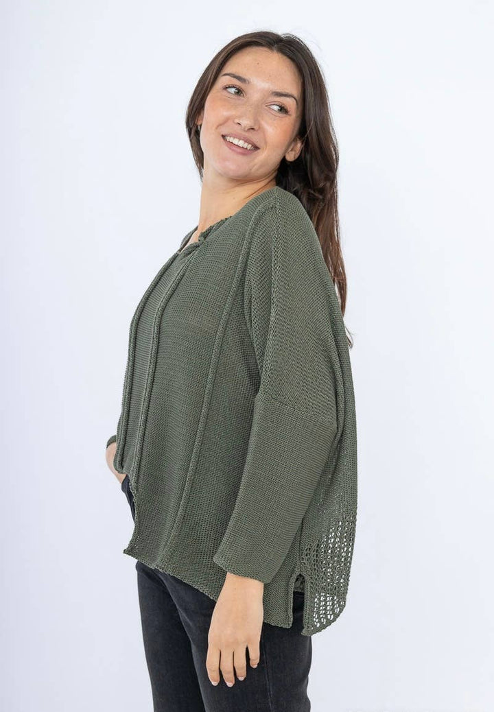 61113 100% COTTON SWEATER: White