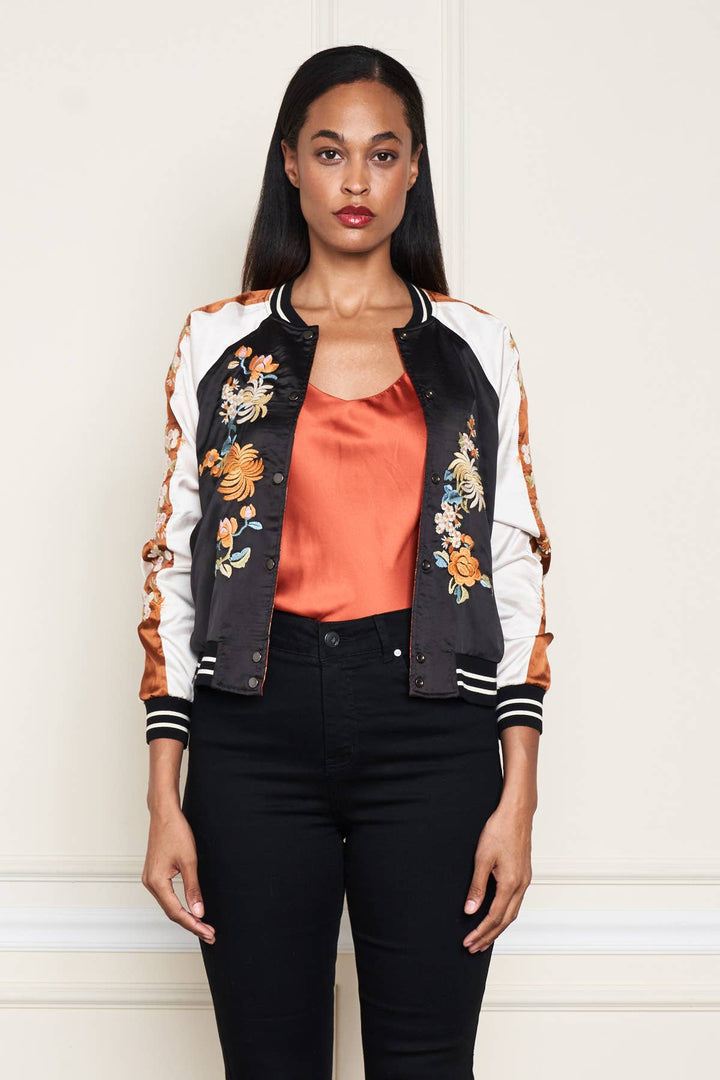 Reversible Satin Rust Jkt: Black/ M