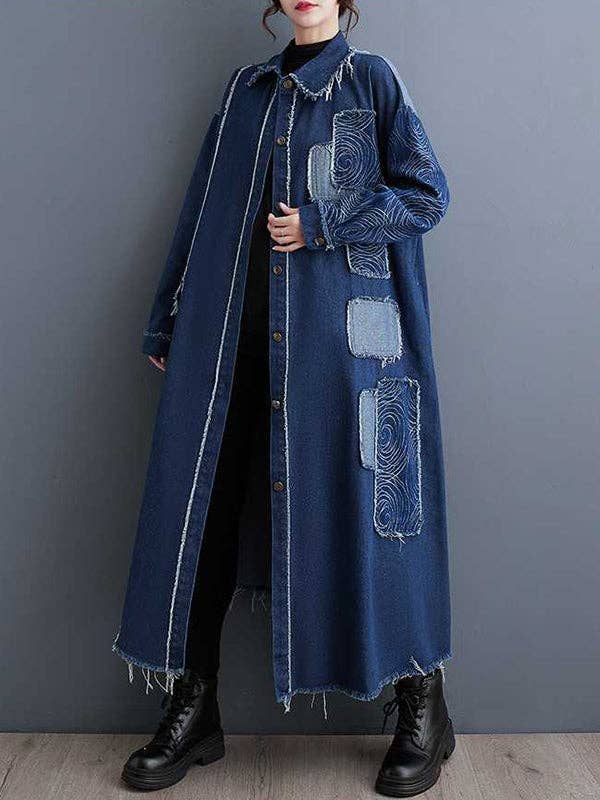 Asymmetric Buttoned Duster: BLK