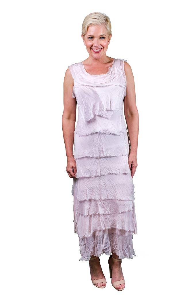 Aleena Silk Maxi Ruffle Dress (DT215):Charcoal