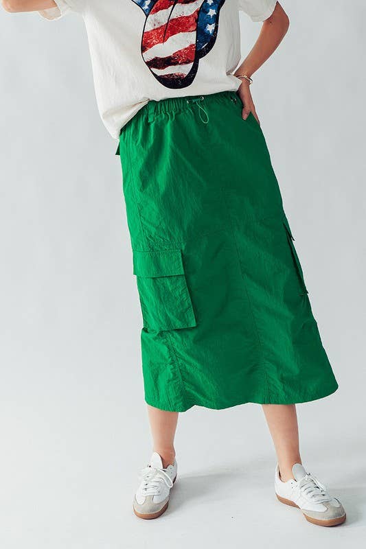 MIDI PARACHUTE SKIRT: SLATE