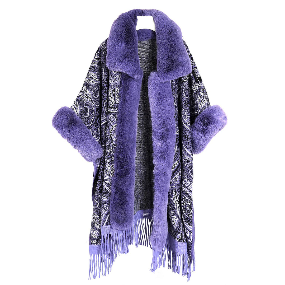 PE361 Paisley print cape: Black