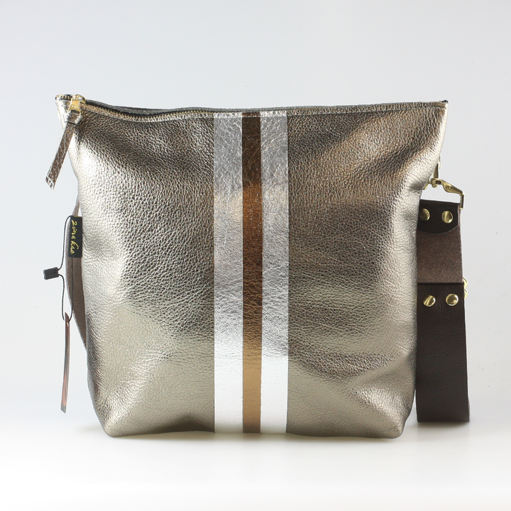 Graham Crossbody: METALLICS!: Gunmetal : Silver/IceBlue
