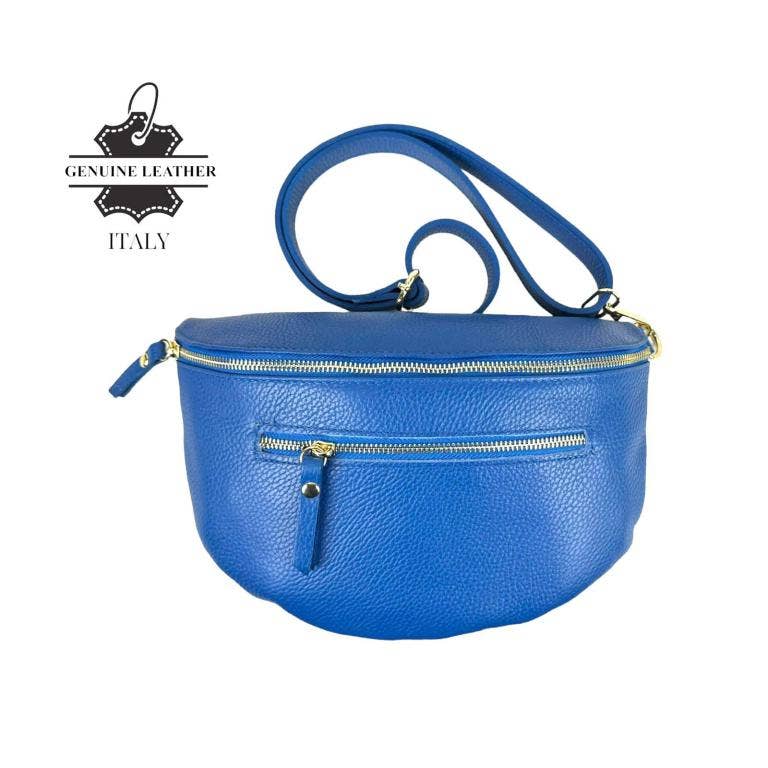 Italian Leather Waist Bag: Dark Silver